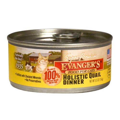 Evangers, Evanger’s Super Premium Wet Cat Food, Quail, 24Each/5.5 Oz, 24 Pack (Count of