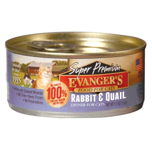 Evangers, Evanger’s Super Premium Wet Cat Food, Rabbit & Quail, 24Each/5.5 Oz, 24 Pack