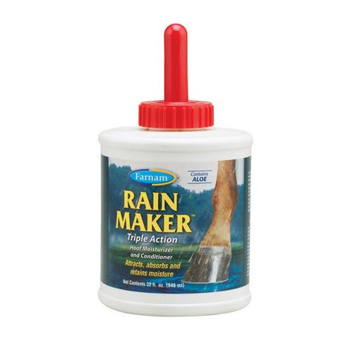 Farnam, Rain Maker Triple Action Hoof Moisturizer and Conditioner cwith brush, 32 Oz
