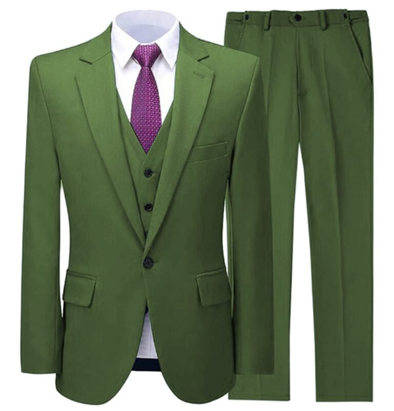 Formal Men’s 3 Pieces Mens Suit Notch Lapel Flat Tuxedos (Blazer+vest+Pants) – 34R /