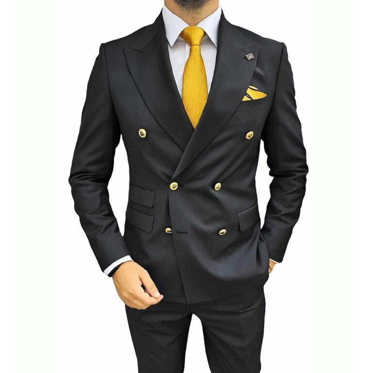 Formal Men’s Slim Fit Peak Lapel Flat 2 Piece Business Tuxedos (Blazer+Pants) – 34R /