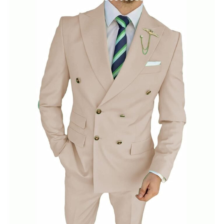 Formal Men’s Slim Fit Peak Lapel Flat 2 Piece Business Tuxedos (Blazer+Pants)