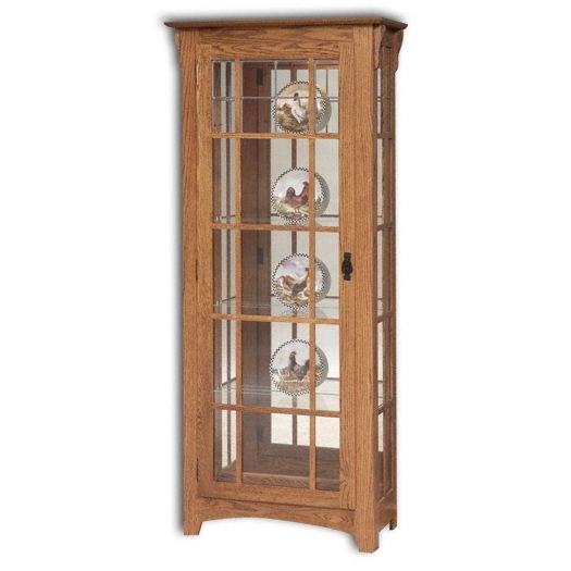 Mission Single Door Curio W-Mullions