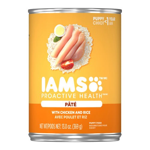 Iams, IAMS Proactive Health Paté Puppy Wet Dog Food, Pate w/Chicken & Rice, 12Each/13.2