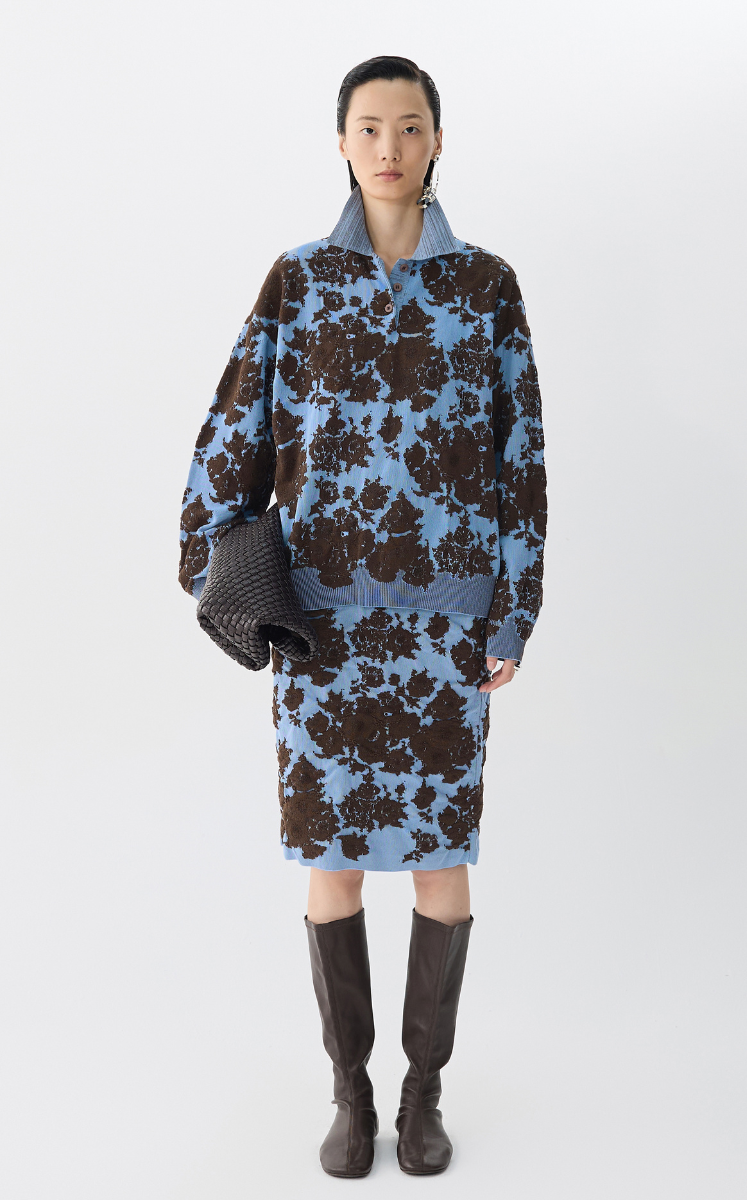 Skirt / JNBY Cotton Blend Floral Midi Skirt