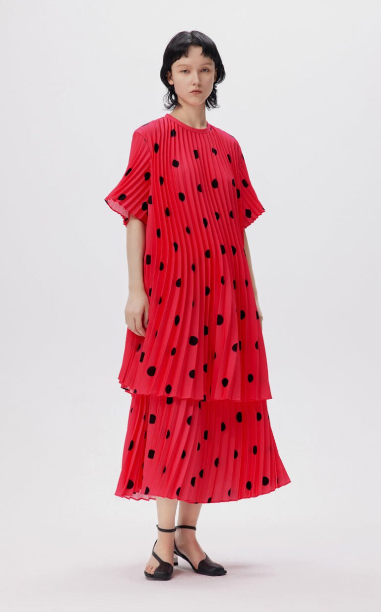 Skirt / JNBY Embroidered Mesh Polka Dot A-line Pleated Skirt