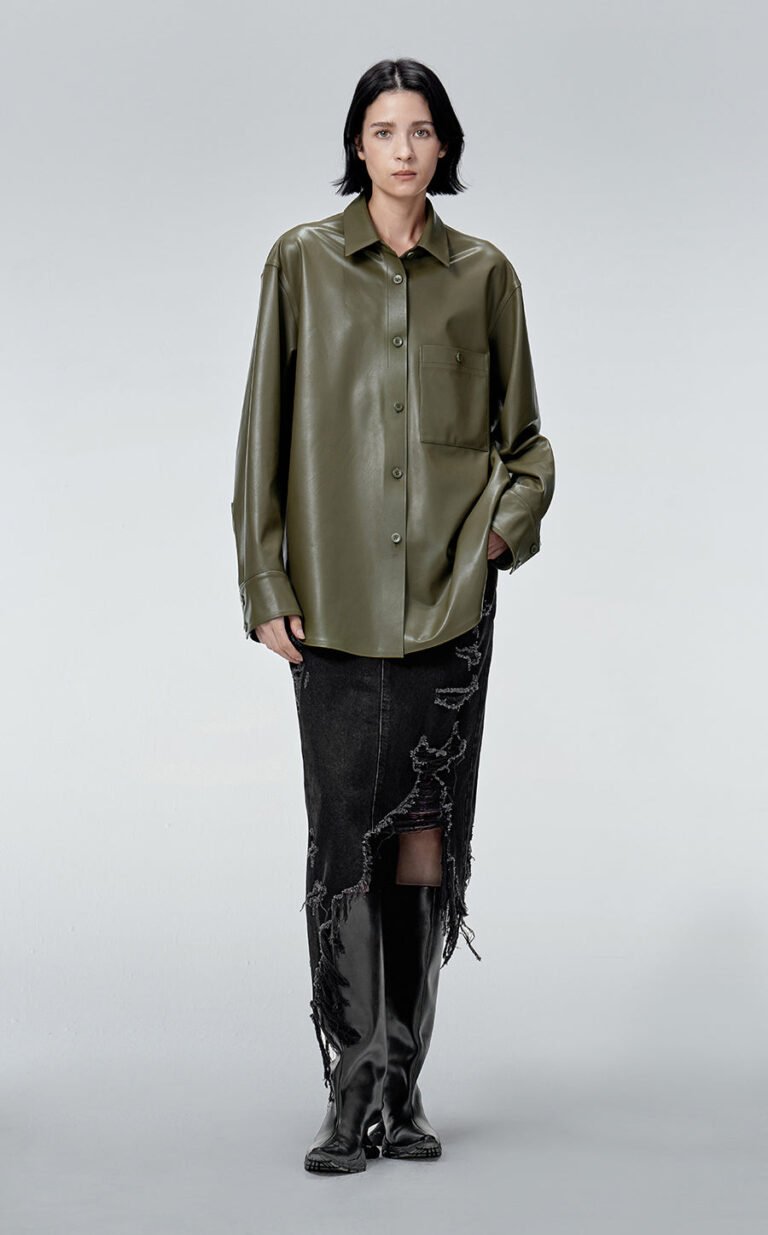 Skirt / JNBY Irregular Hem Denim Cotton Ripped Skirt