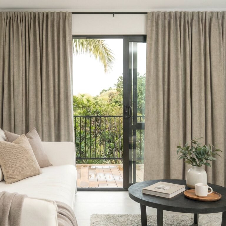 Alder 100% Blackout Linen Look Curtain