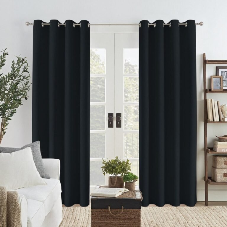 Black Joydeco Custom Linen Blackout Curtain