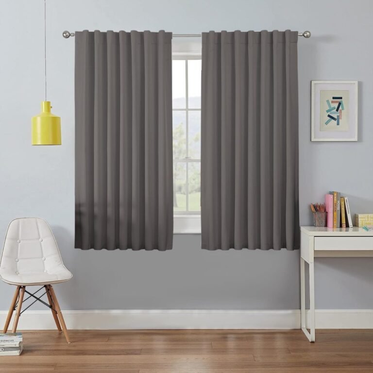 Joydeco 100% Blackout Curtains Grey Long for Bedroom Living Room – 2 Panels Set Burg Room