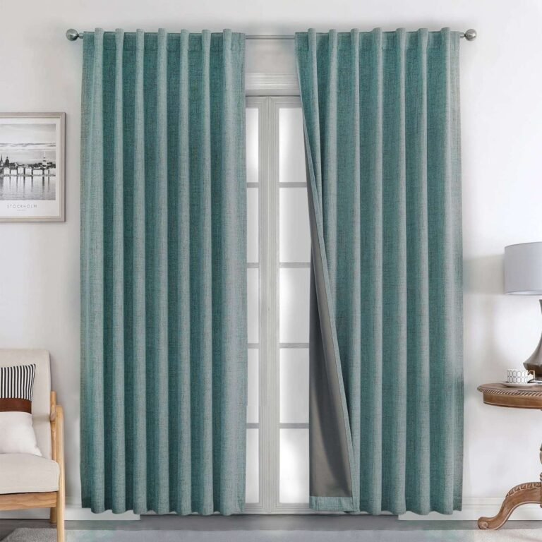 Joydeco 100% Blackout Curtains Hunter Green Curtains for Living Room Thermal Insulated