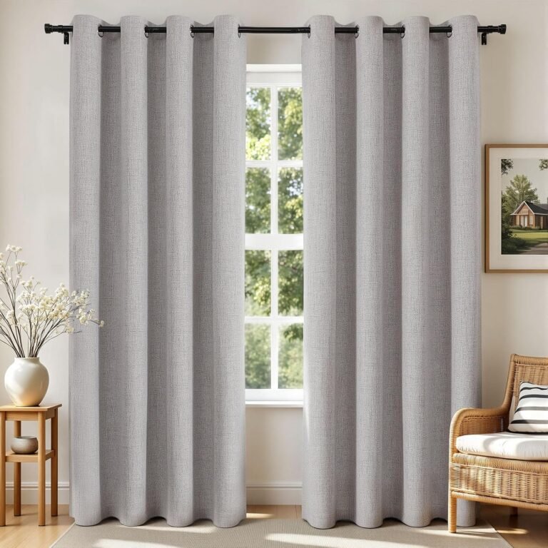 Joydeco 100% Blackout Faux Linen Curtains Thermal Insulated Burlap Curtain & Drapes 2