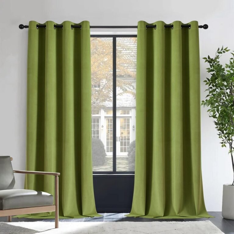Joydeco 100% Blackout Moss Green Velvet Curtains – 2 Panels , Thermal Insulated, Privacy