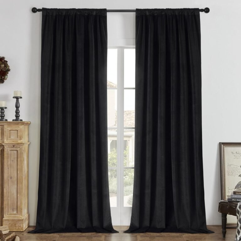 Joydeco Black 100% Blackout Curtains 84 Inch Length 2 Panels Set, Black Out Curtain for — Bedroom Living Room