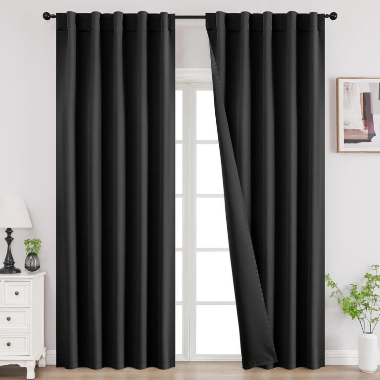 Joydeco Black Blackout Curtains 84 Inch Length 2 Panels Set, Thermal Insulated Privacy