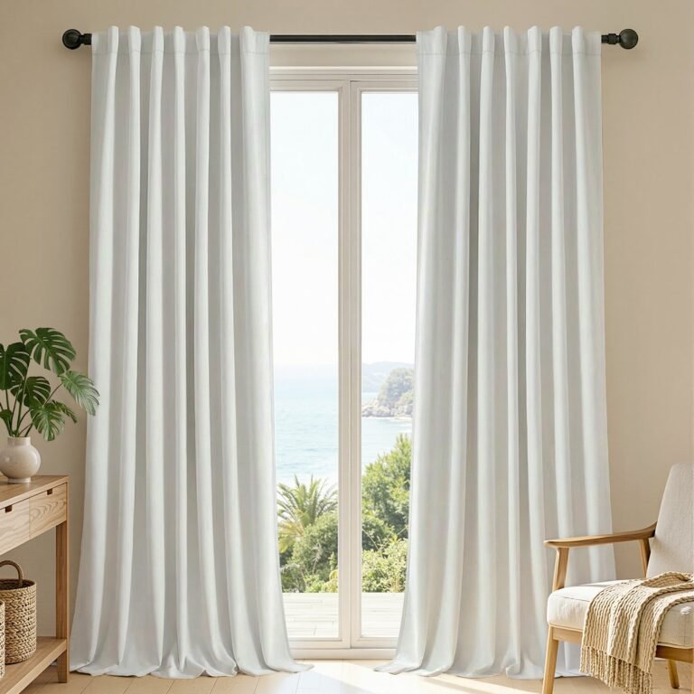 Joydeco Blackout Curtains Linen 100% Blackout Curtain for Bedroom, Rod Pocket & Back Tabs — Window Drapes 2 Panels