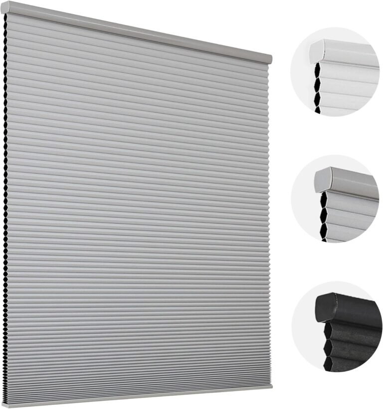 Joydeco Cellular Shades Cordless Blackout Blinds, Grey Honeycomb Blinds Blackout