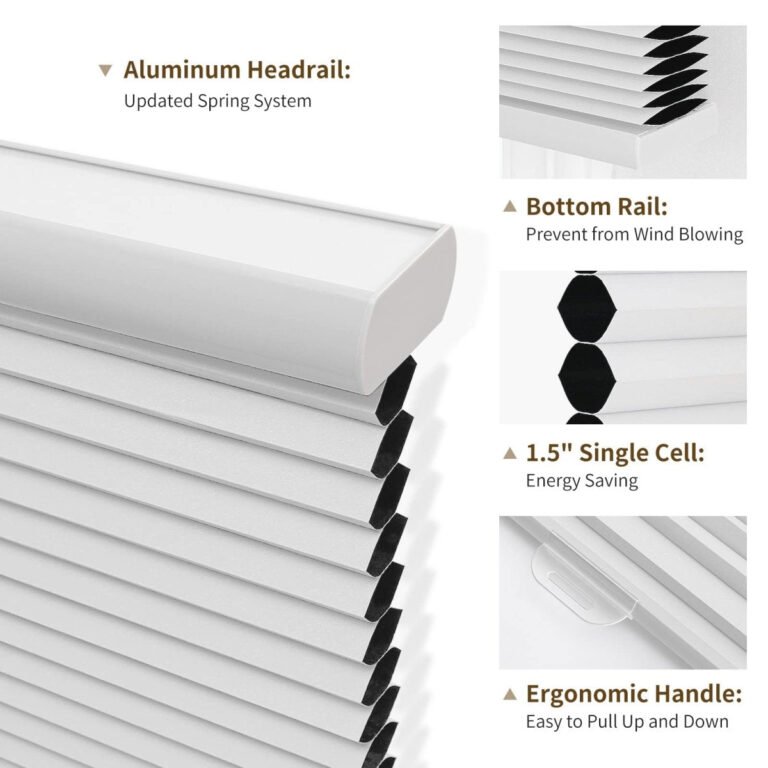 Joydeco Cellular Shades Cordless White Wide Blackout Cellular Blinds for Windows