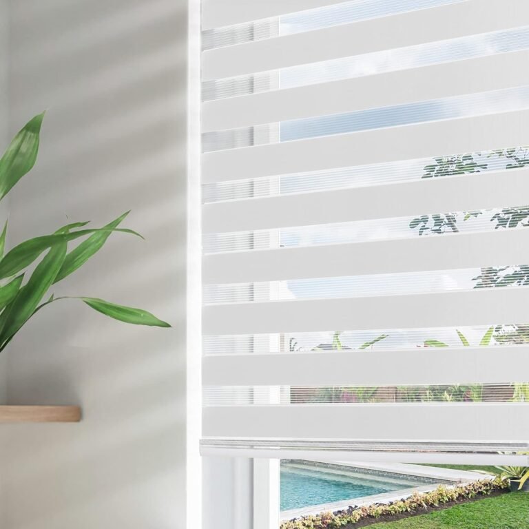 Joydeco Cordless Zebra Blinds for Windows, Dual Layer Free-Stop Zebra Shades Privacy