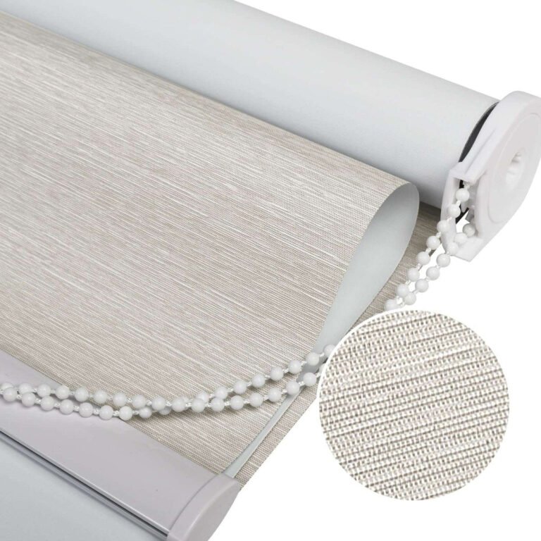 Joydeco Custom 100% Blackout Beige Roller Shade with Common Chain