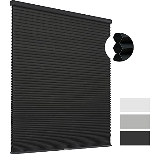 Joydeco Custom Black Cellular Shades Cordless Blackout Cellular Blinds For Windows