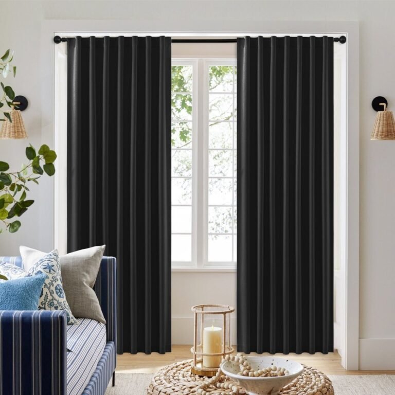 Joydeco Faux Linen 100% Blackout Solid Thermal Insulated Window Drapes Luxury Decor for
