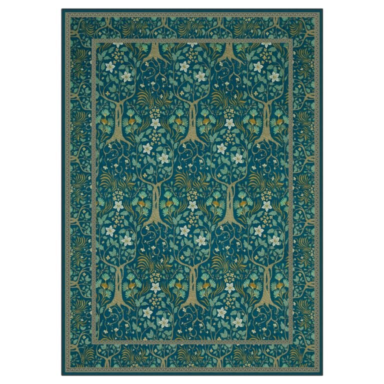 Joydeco Floral Washable Runner Rug for Kitchen, Forest Hallway Non Slip, Boho Botanical — Ultra Thin Soft Indoor