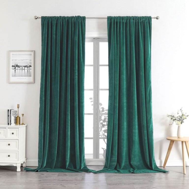 Joydeco Grass Green Velvet Curtains – Thermal Insulated, Privacy, Room Darkening Window