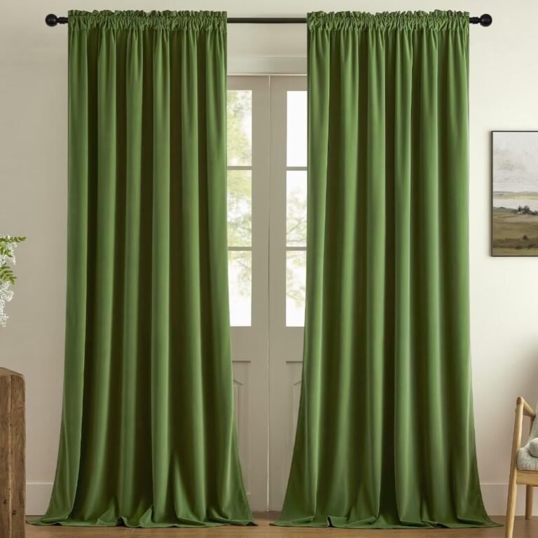 Joydeco Green Velvet Curtains 120 inch 2 Panel, Room Darkening Super Soft Velvet Drapes