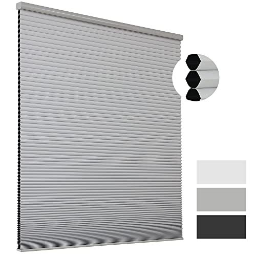 Joydeco Grey Cellular Shades Cordless Blackout Cellular Blinds For Windows Waterproof
