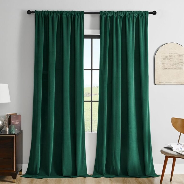 Joydeco Luxury Green Velvet Blackout Curtains – 2 Panels, Thermal Insulated, Rod Pocket