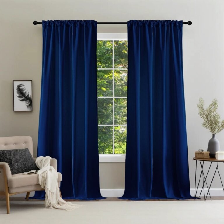 Joydeco Luxury Royal Blue Velvet Blackout Curtains – 2 Panels, Thermal Insulated