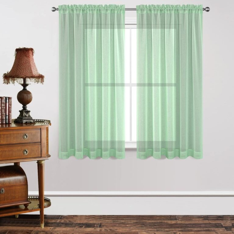 Joydeco Mint Green Sheer Curtains – 2 Panels, Rod Pocket
