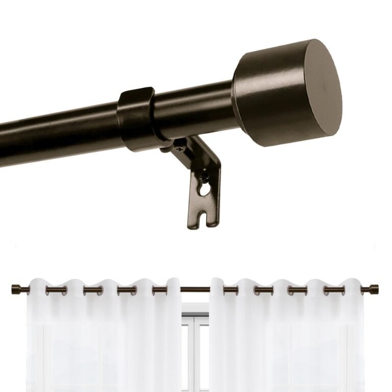 Joydeco Modern Brown Adjustable Curtain Rod 32 to 88 Inches – 1 Inch Diameter Heavy Duty
