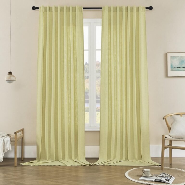 Joydeco Straw Yellow Linen Curtains for Living Room Cafe Bedroom Curtains