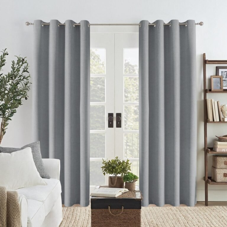 Light Grey Joydeco Custom Linen Blackout Curtain
