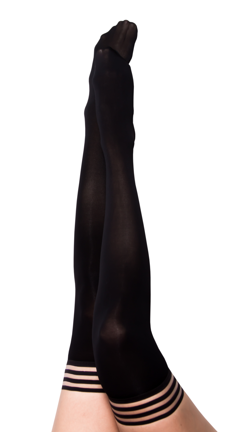 Danielle: Back in Black Thigh Highs. Petite to Plus Size