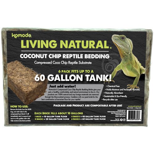 Komodo, Komodo Living Natural Coconut Chip Reptile Bedding Brick, 1 Each/6 Pack