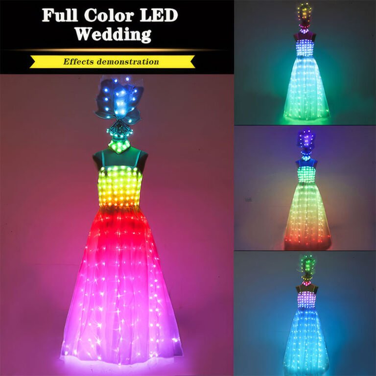 Full-color LED glowing wings wedding dress set – M16