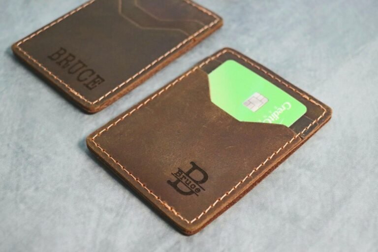 Minimalist Leather Wallet, Personalized Slim Front Pocket Wallet, Men’s Cardholder