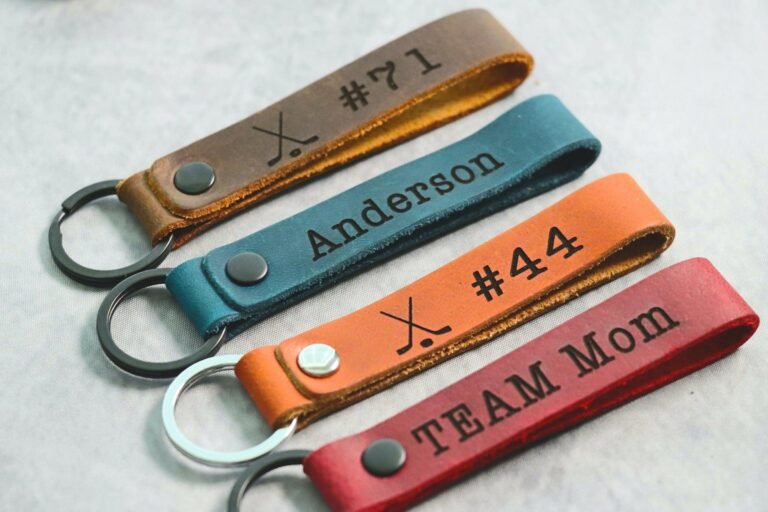 SLIM Ice Hockey Personalized Keychain / Keyring / bag Tag / Name Tag – Leather Keychain