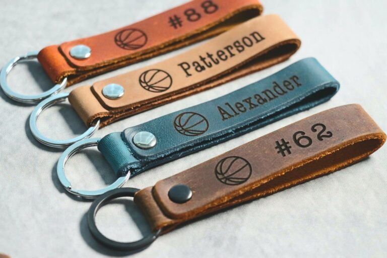 SLIM Personalized Basketball Keychain. Basketball Name Tag Keychain. Backpack Name Tag.