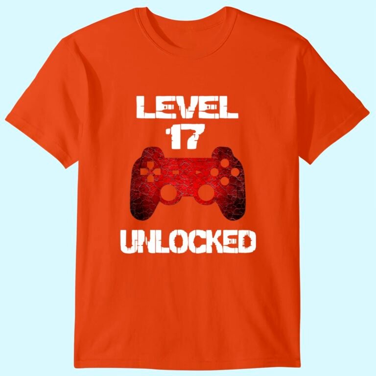 Level 17 Unlocked Boys 17th Birthday 17 Year Old Gamer T-shirt
