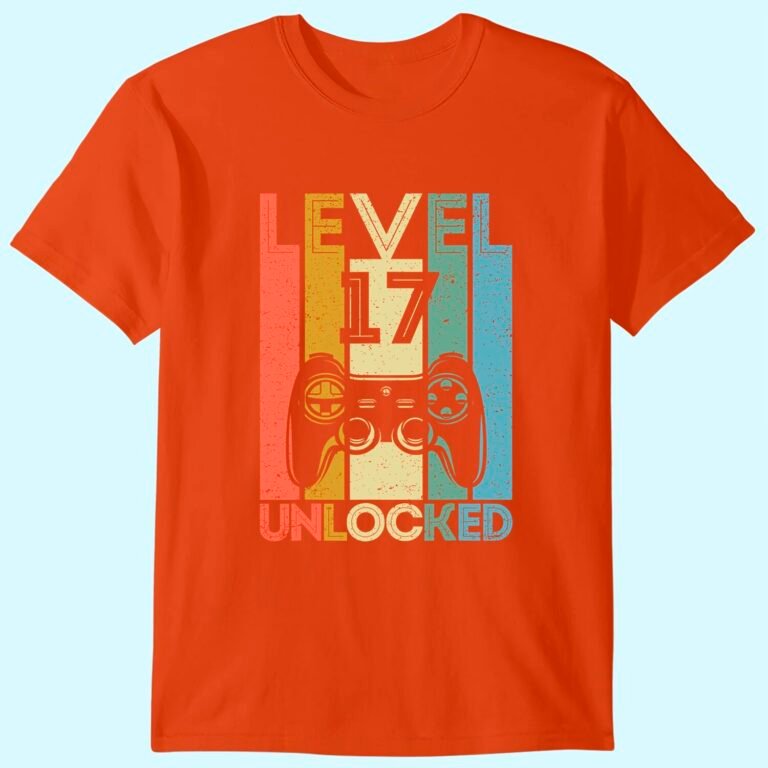 Level 17 Unlocked Shirt Funny Video Gamer 17th Birthday Gift T-shirt