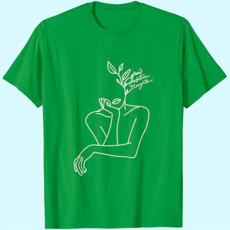 Line Drawing Art T-shirt, Grow Positive Thoughts, Face Shirts, Artistic Shirts, Abstract