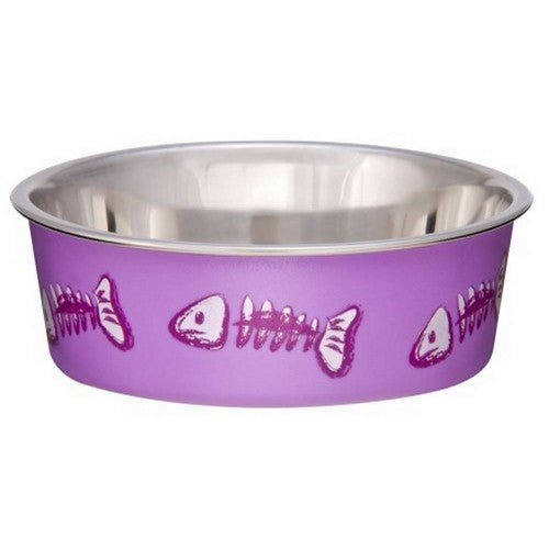 Loving Pets, Loving Pets Bella Designer Fish Skeleton Cat Dish, Lilac, 1 Each/XS