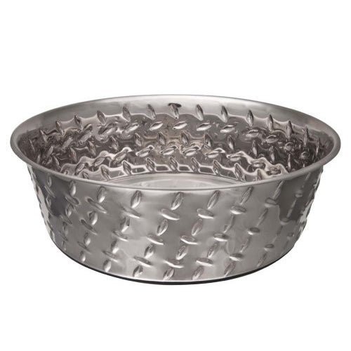 Loving Pets, Loving Pets Diamond Plate Bowls with Non Skid Bottom Dog Dish Bowl, Silver — 1 Each Qt