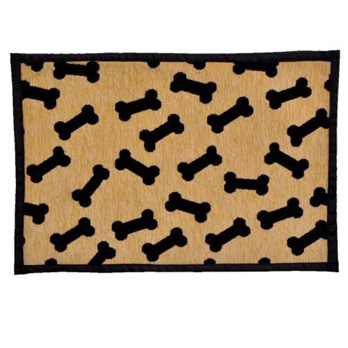 Loving Pets, Loving Pets Fashion Dog Mat Dancing Bone, Tan, Black, 1 Each