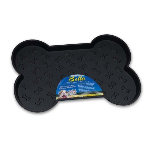 Loving Pets, Loving Pets Spill-Proof Bone Shaped Dog Mat, Black, 1 Each/Small