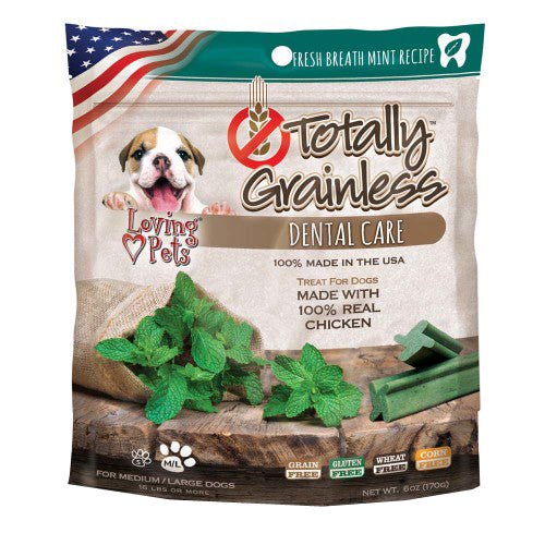 Loving Pets, Loving Pets Totally Grainless Dental Care Dog Treats, Fresh Breath Mint, 1
